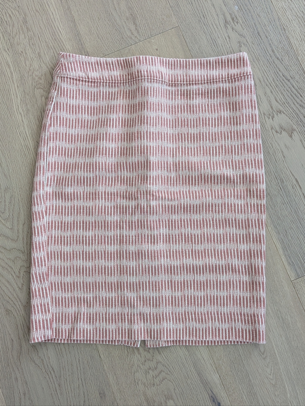 LOFT Pink and White Striped Pencil Skirt